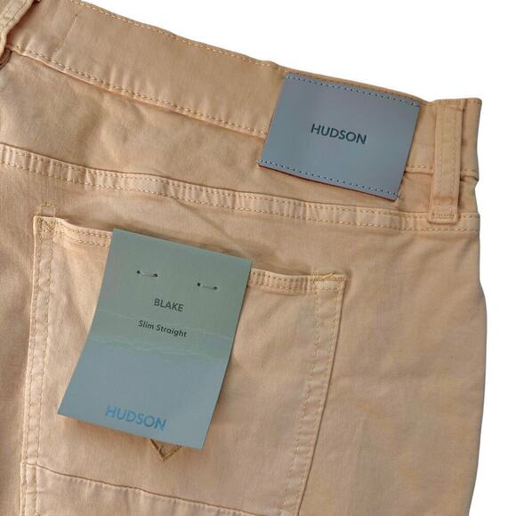 New Men’s Hudson Blake Slim Straight Fit Jeans in Cream Size 40 - Picture 6 of 10